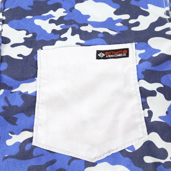 Enyce A Sean Combs Co. Blue Camo Shirt Men's Large Collared Button Up - Picture 7 of 11